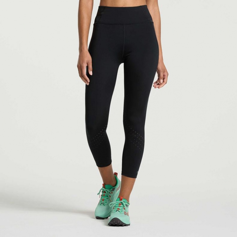 Black Women\'s Saucony Explorer Utility Crop Tight | AUSTRALIA-BPJXK