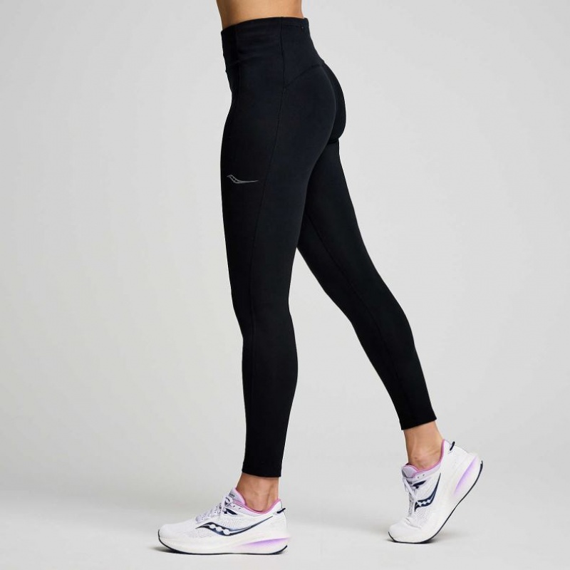 Black Women's Saucony Fortify 7/8 Tight | AUS-UVMXQ