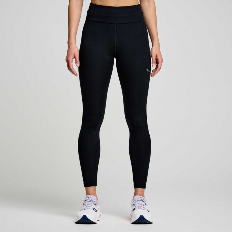 Black Women\'s Saucony Fortify 7/8 Tight | AUS-UVMXQ