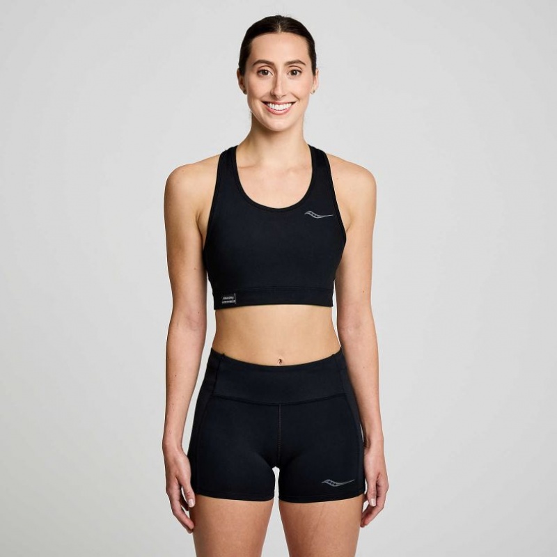 Black Women\'s Saucony Fortify Bra | AUS-UFMJP