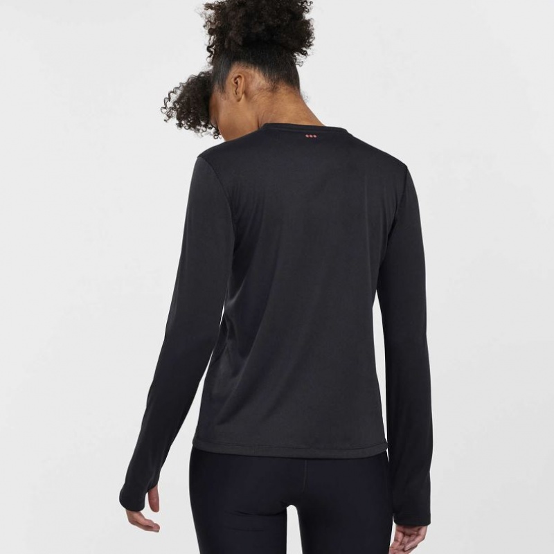 Black Women's Saucony Stopwatch Long Sleeve T-Shirt | AUSTRALIA-UKHNI