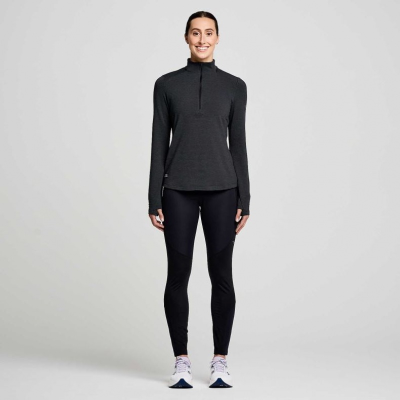 Black Women's Saucony Triumph 3D 1/2 Zip Sweatshirt | AUS-LFPBX