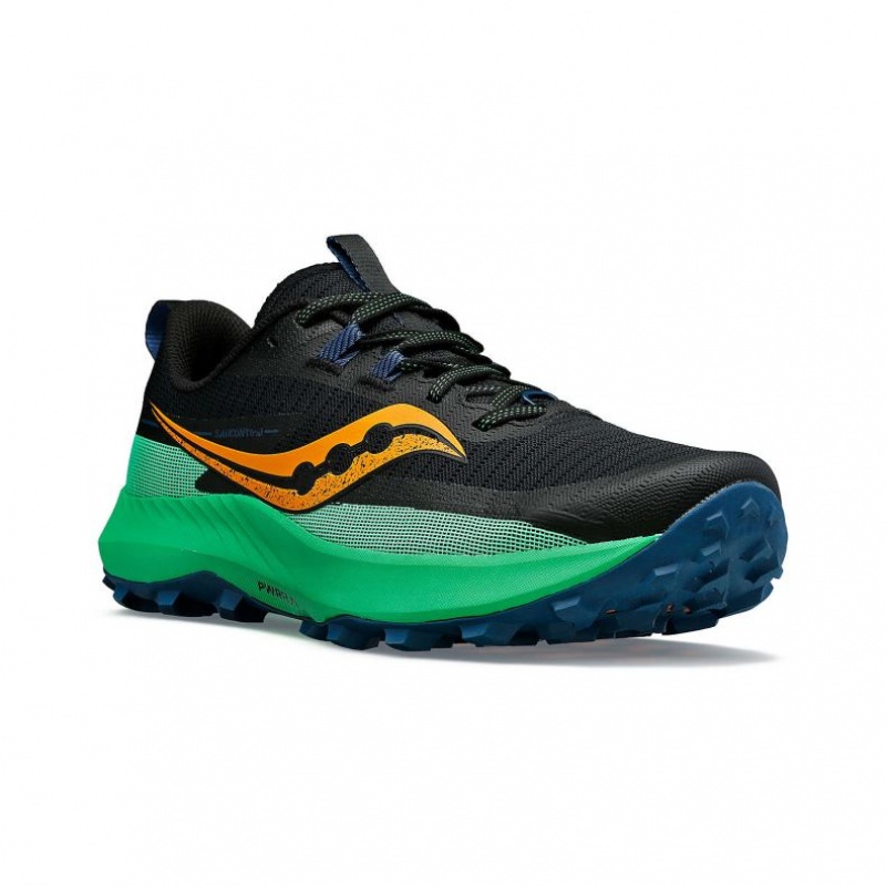 Black / Green Men's Saucony Peregrine 13 Trail Running Shoes | AUS-ODQFJ