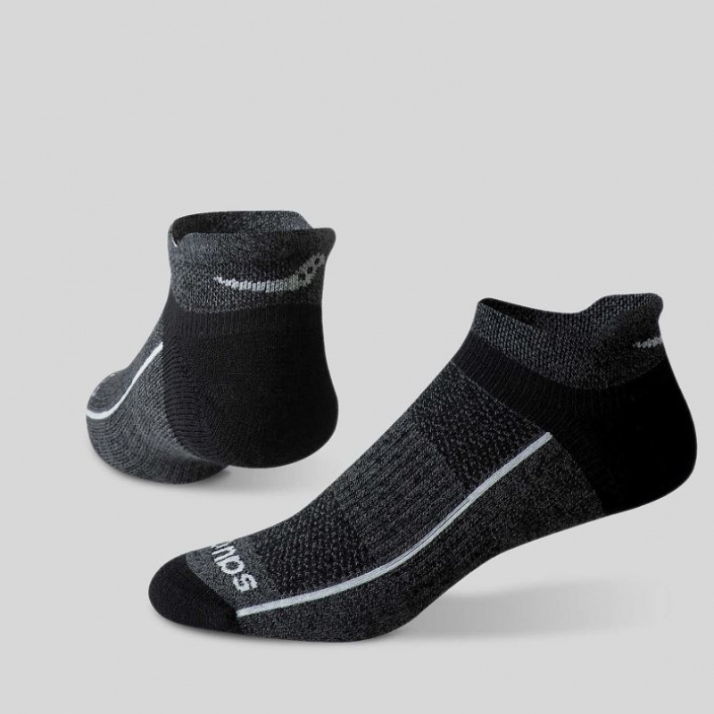 Black / Grey Men's Saucony Inferno Merino Wool Blend No Show 3-Pack Socks | AUSTRALIA-BUOLQ