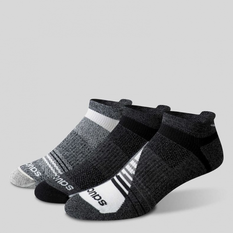 Black / Grey Men's Saucony Inferno Merino Wool Blend No Show 3-Pack Socks | AUSTRALIA-BUOLQ