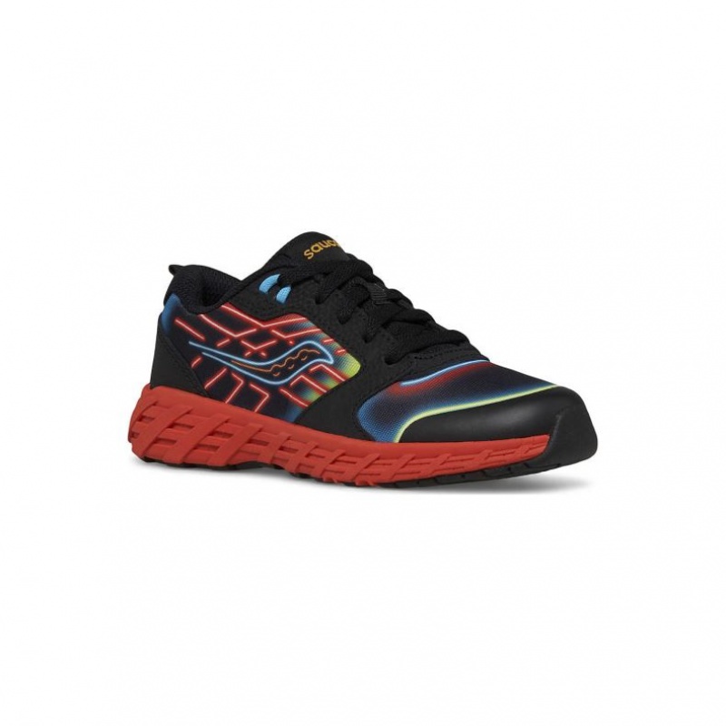 Black / Red Big Kids' Saucony Wind 2.0 Lace Sneaker | AUS-XJZOB