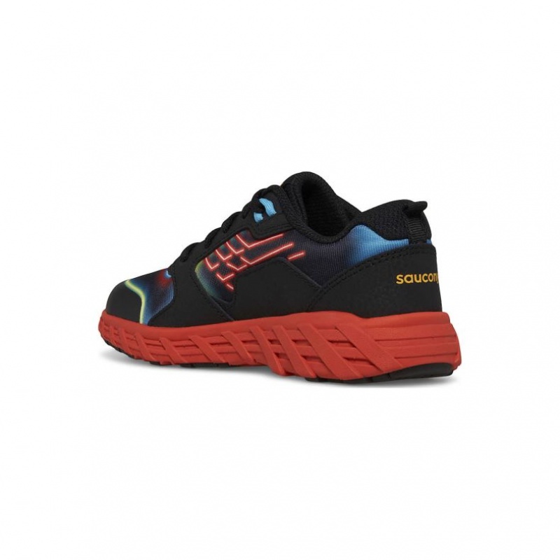 Black / Red Big Kids' Saucony Wind 2.0 Lace Sneaker | AUS-XJZOB