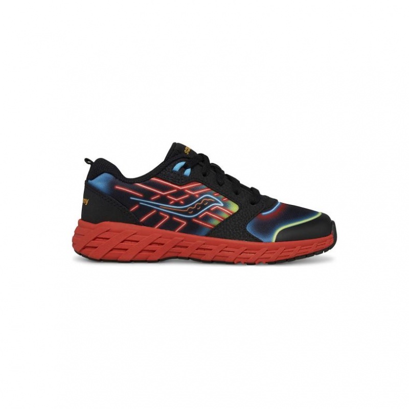 Black / Red Big Kids\' Saucony Wind 2.0 Lace Sneaker | AUS-XJZOB