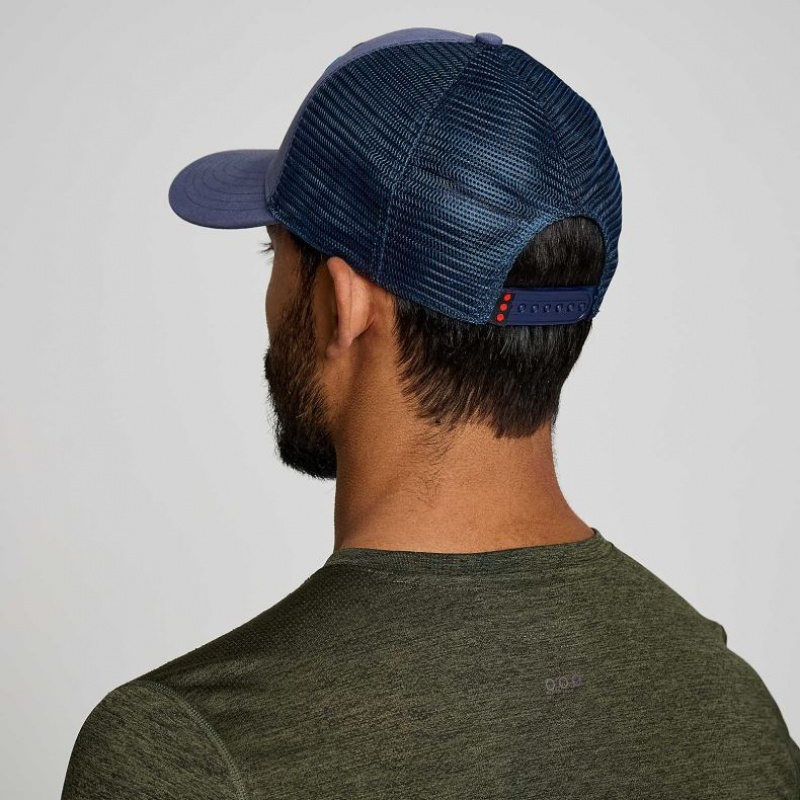 Blue Men's Saucony Adjustable Snap Back Trucker Hats | AUSTRALIA-LDEVS