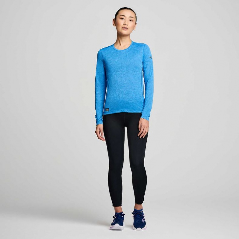 Blue Women's Saucony Stopwatch Long Sleeve T-Shirt | AUS-AYSWM