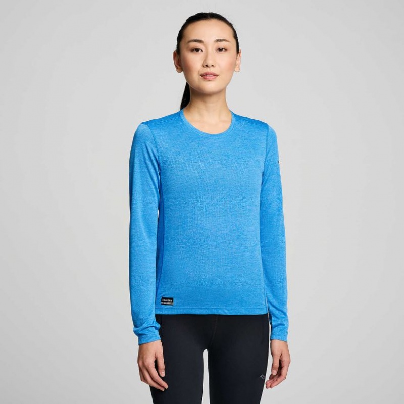 Blue Women\'s Saucony Stopwatch Long Sleeve T-Shirt | AUS-AYSWM