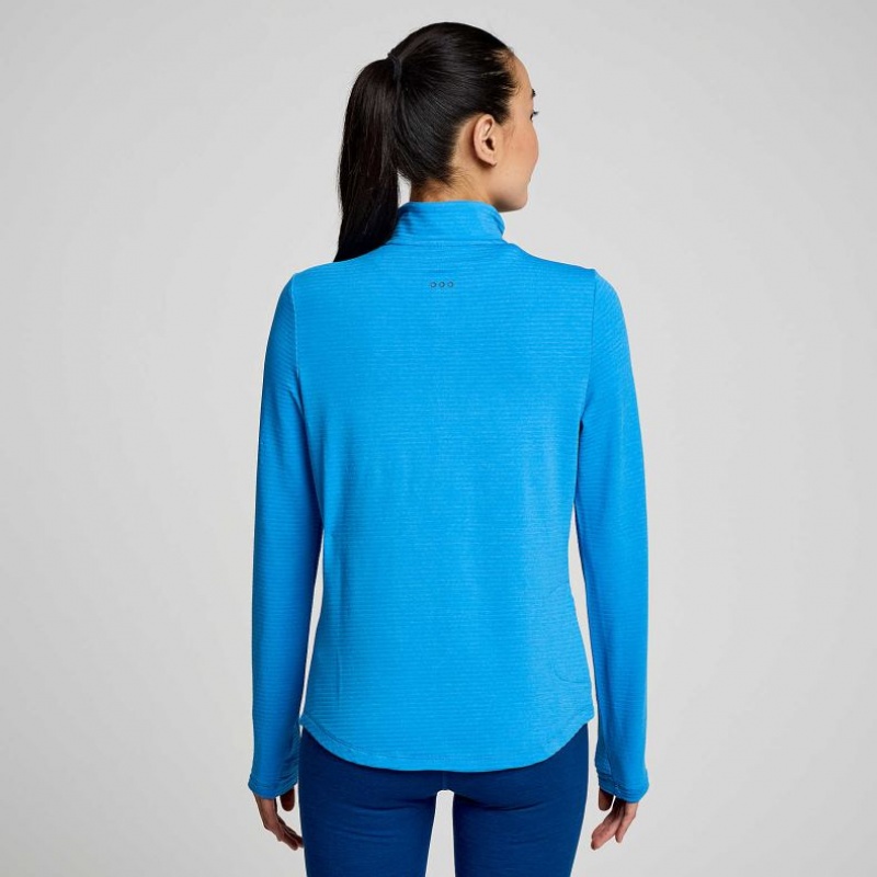 Blue Women's Saucony Triumph 3D 1/2 Zip Sweatshirt | AUSTRALIA-TEYZB