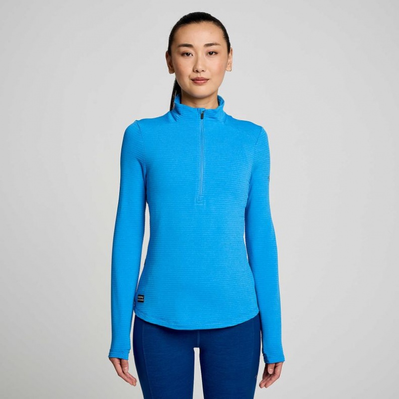 Blue Women\'s Saucony Triumph 3D 1/2 Zip Sweatshirt | AUSTRALIA-TEYZB