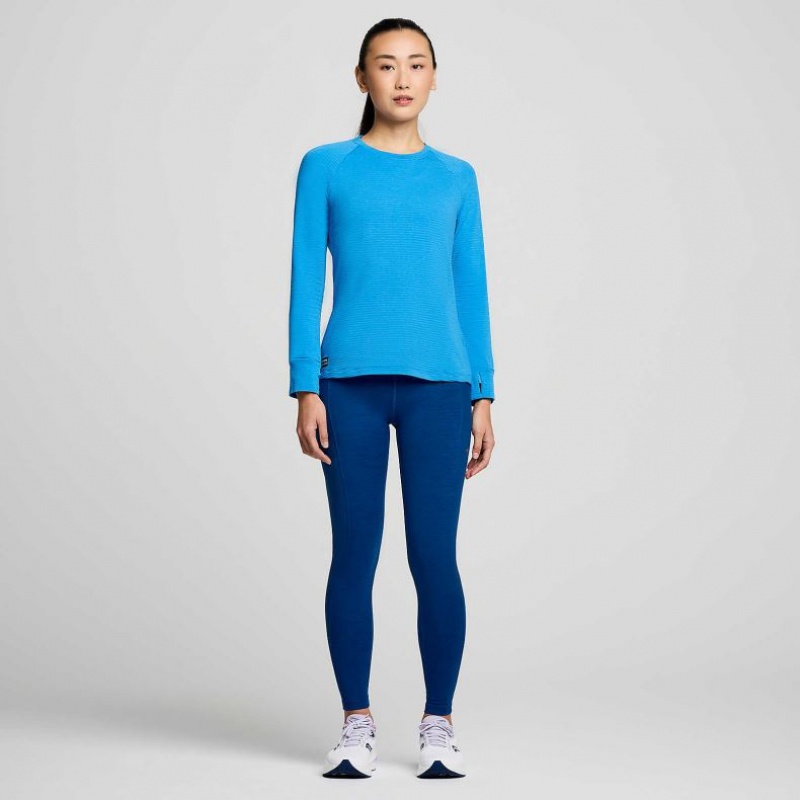 Blue Women's Saucony Triumph 3D Crew Sweatshirt | AUSTRALIA-IHVMY