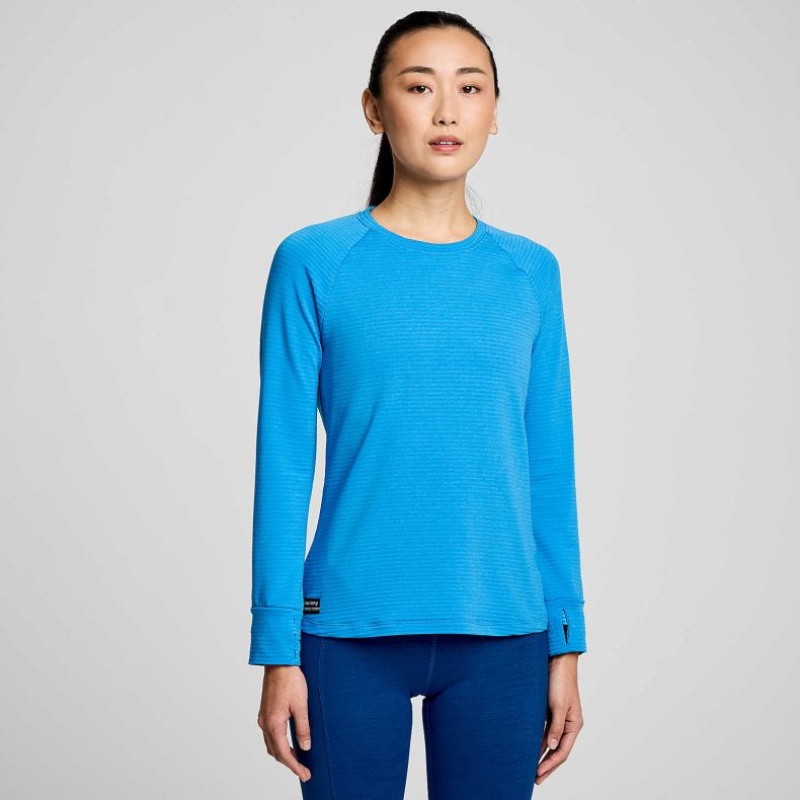 Blue Women\'s Saucony Triumph 3D Crew Sweatshirt | AUSTRALIA-IHVMY