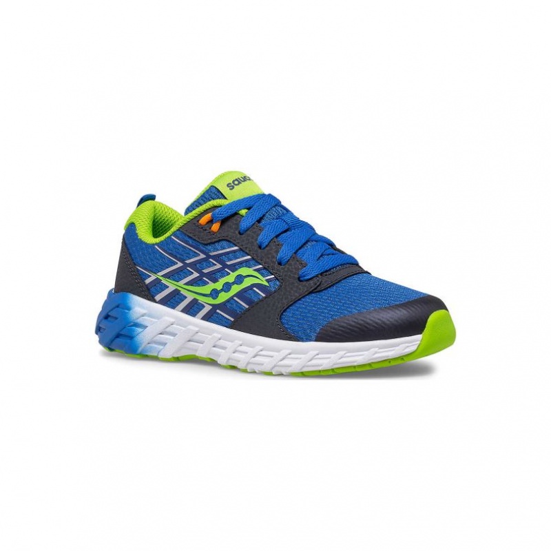 Blue / Green Big Kids' Saucony Wind 2.0 Lace Sneaker | AUSTRALIA-PVEIM