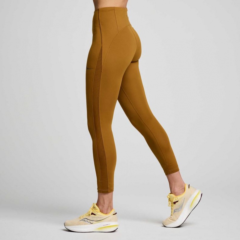 Brown Women's Saucony Fortify Viz Tight | AUS-WZBVP