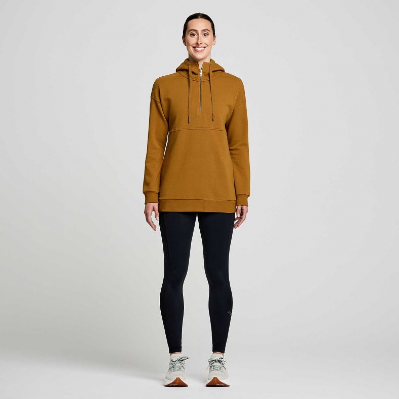 Brown Women's Saucony Recovery Zip Tunic Hoodie | AUS-YNZHE