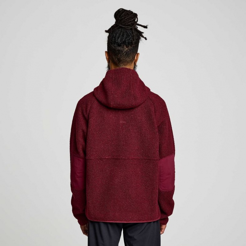 Burgundy Men's Saucony Recovery Sherpa Pullover Hoodie | AUSTRALIA-TCLDS