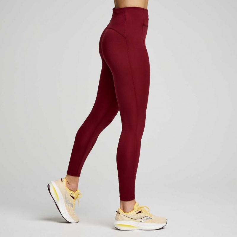 Burgundy Women's Saucony Fortify 7/8 Tight | AUSTRALIA-WFORI