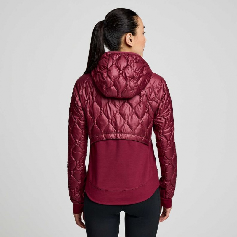 Burgundy Women's Saucony Solstice Oysterpuff Jacket | AUS-IUGLH