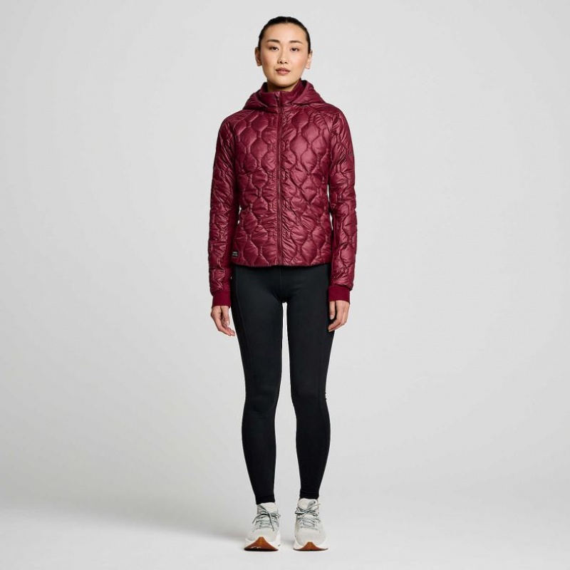 Burgundy Women's Saucony Solstice Oysterpuff Jacket | AUS-IUGLH