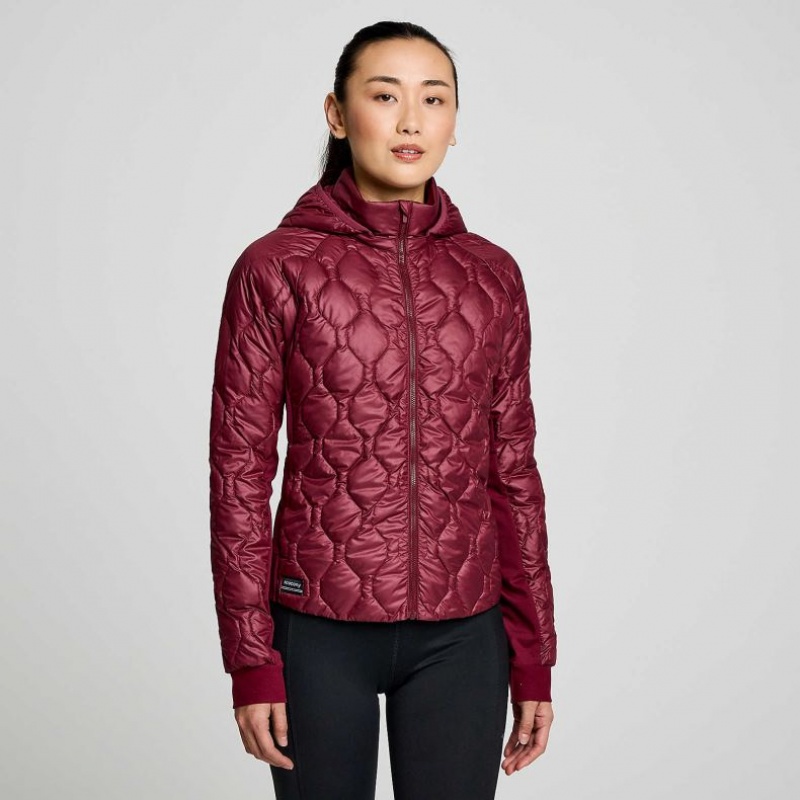 Burgundy Women\'s Saucony Solstice Oysterpuff Jacket | AUS-IUGLH