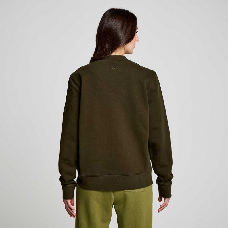 Dark Green Women's Saucony Recovery Crew Sweatshirt | AUSTRALIA-CLOGN