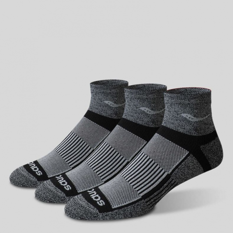 Grey Men's Saucony Inferno Quarter 3-Pack Socks | AUSTRALIA-LSTVD