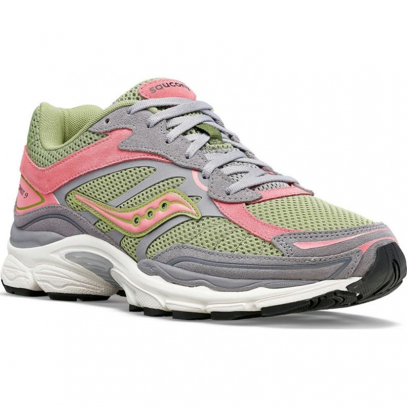 Grey / Green / Pink Women's Saucony ProGrid Omni 9 Premium Trainer | AUS-JOYIH