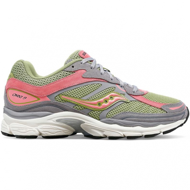 Grey / Green / Pink Women\'s Saucony ProGrid Omni 9 Premium Trainer | AUS-JOYIH