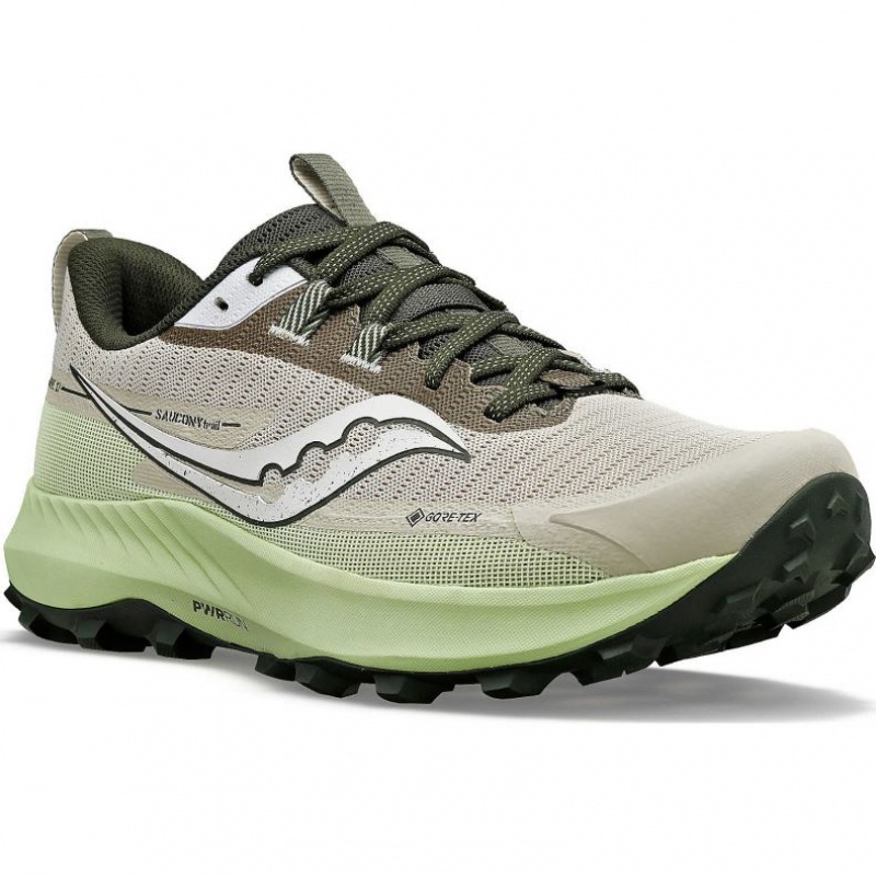 Grey / Mint Men's Saucony Peregrine 13 GTX Running Shoes | AUSTRALIA-OWFUB