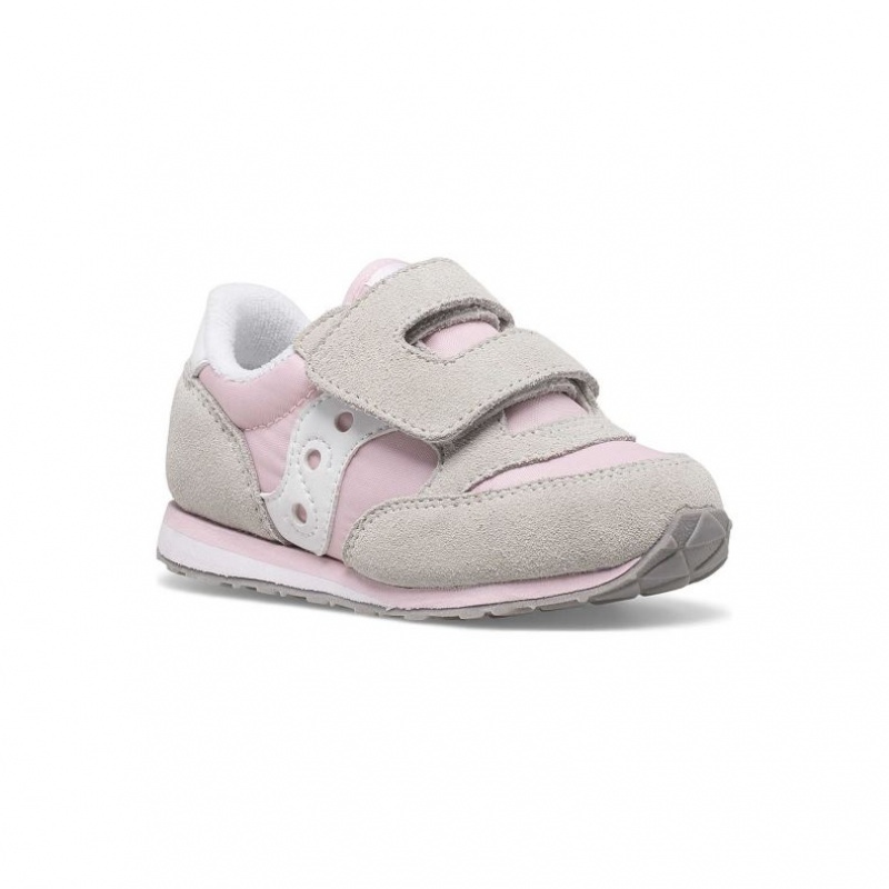 Grey / Pink Little Kids' Saucony Baby Jazz Hook & Loop Sneaker | AUS-YLJTB