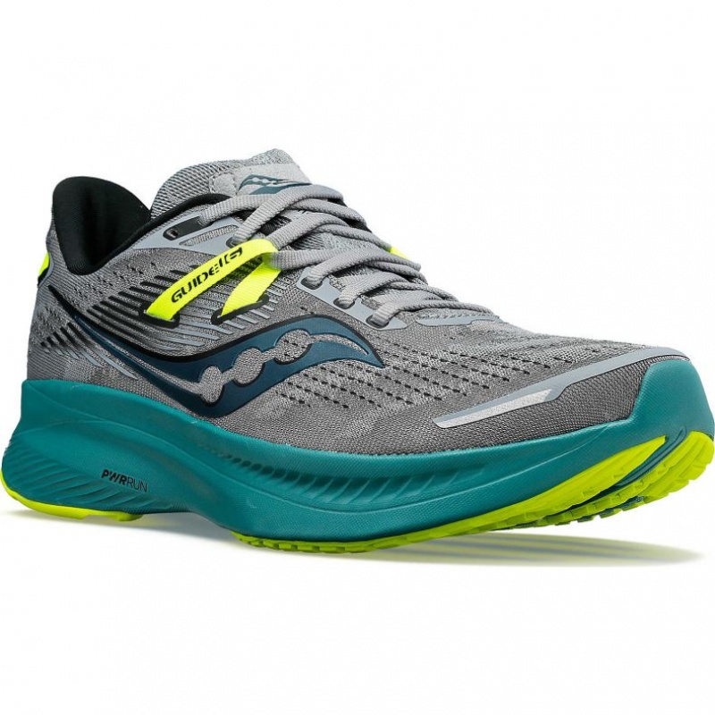 Grey / Turquoise Men's Saucony Guide 16 Running Shoes | AUSTRALIA-SXIJY