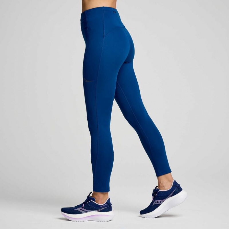 Indigo Women's Saucony Fortify Crop Tight | AUS-YRVLX