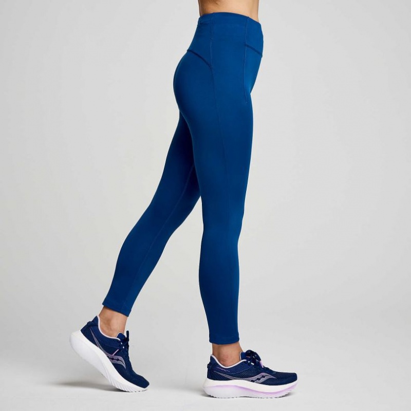 Indigo Women's Saucony Fortify Crop Tight | AUS-YRVLX