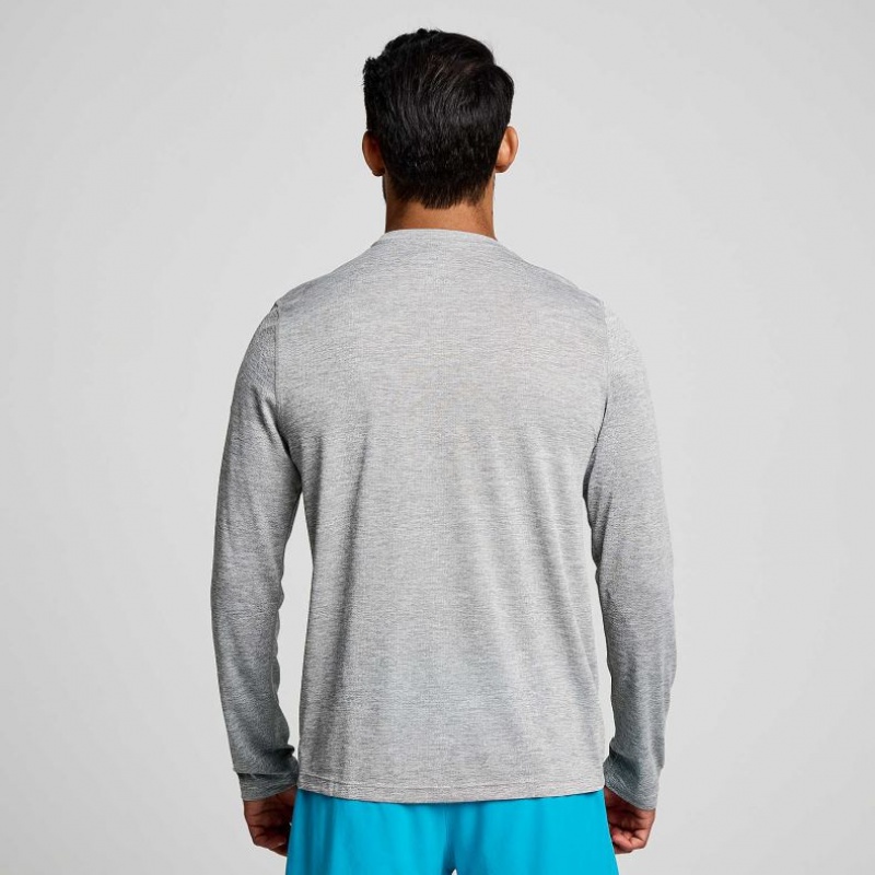 Light Grey Men's Saucony Stopwatch Graphic Long Sleeve T-Shirt | AUSTRALIA-CLZDI