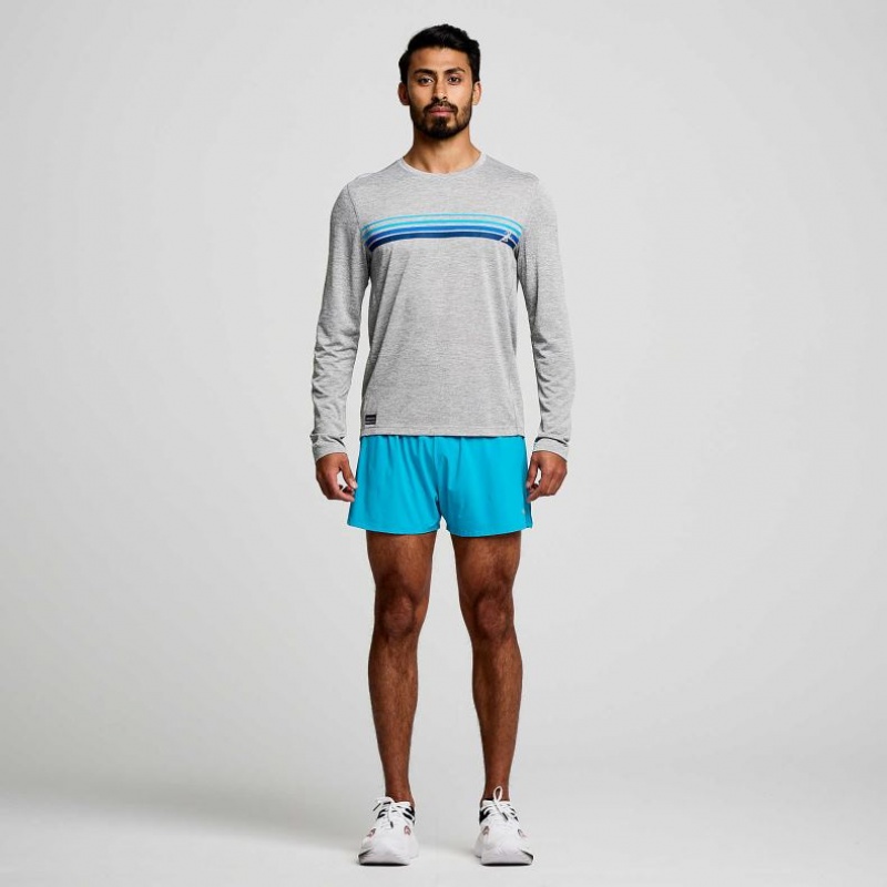 Light Grey Men's Saucony Stopwatch Graphic Long Sleeve T-Shirt | AUSTRALIA-CLZDI