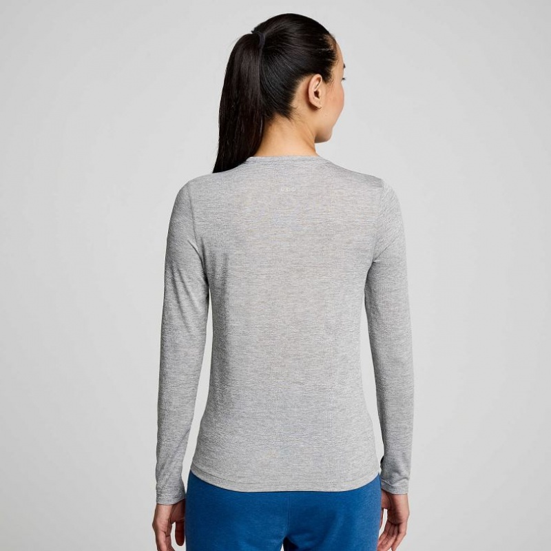 Light Grey Women's Saucony Stopwatch Graphic Long Sleeve T-Shirt | AUS-LNQPE