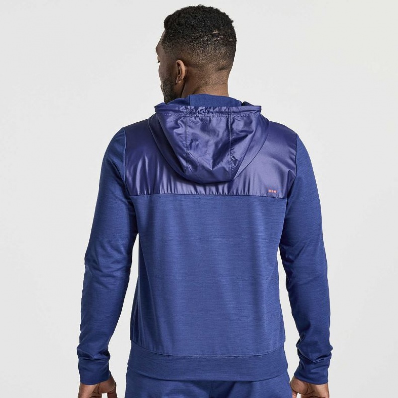 Navy Men's Saucony Solstice Zip Hoodie | AUS-SIBJU