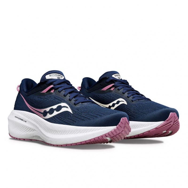 Navy Women's Saucony Triumph 21 Running Shoes | AUSTRALIA-VHFLT