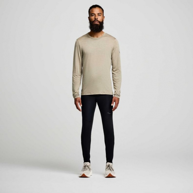 Olive Men's Saucony Peregrine Merino Long Sleeve T-Shirt | AUSTRALIA-XJRZW