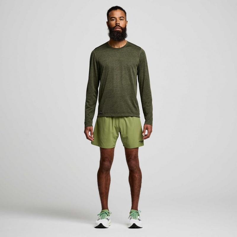 Olive Men's Saucony Stopwatch Graphic Long Sleeve T-Shirt | AUSTRALIA-LYZMW