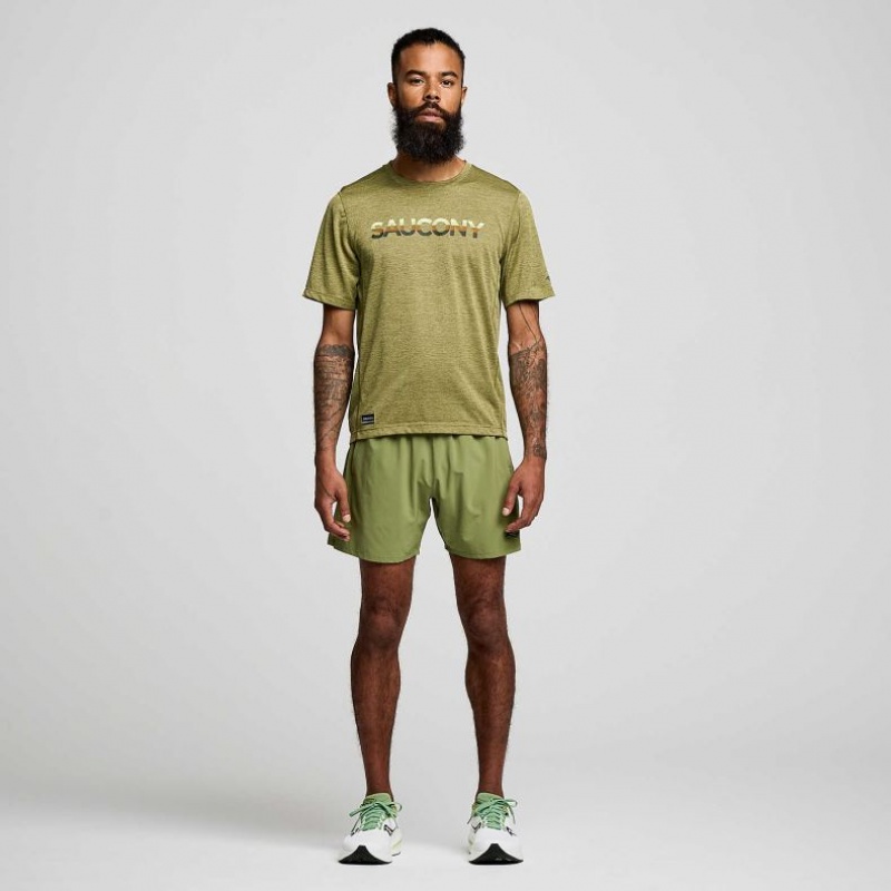 Olive Men's Saucony Stopwatch Graphic Short Sleeve T-Shirt | AUSTRALIA-CWTLK