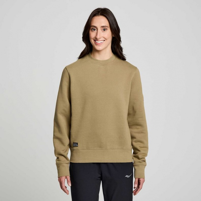 Olive Women\'s Saucony Recovery Crew Sweatshirt | AUSTRALIA-QSNRF