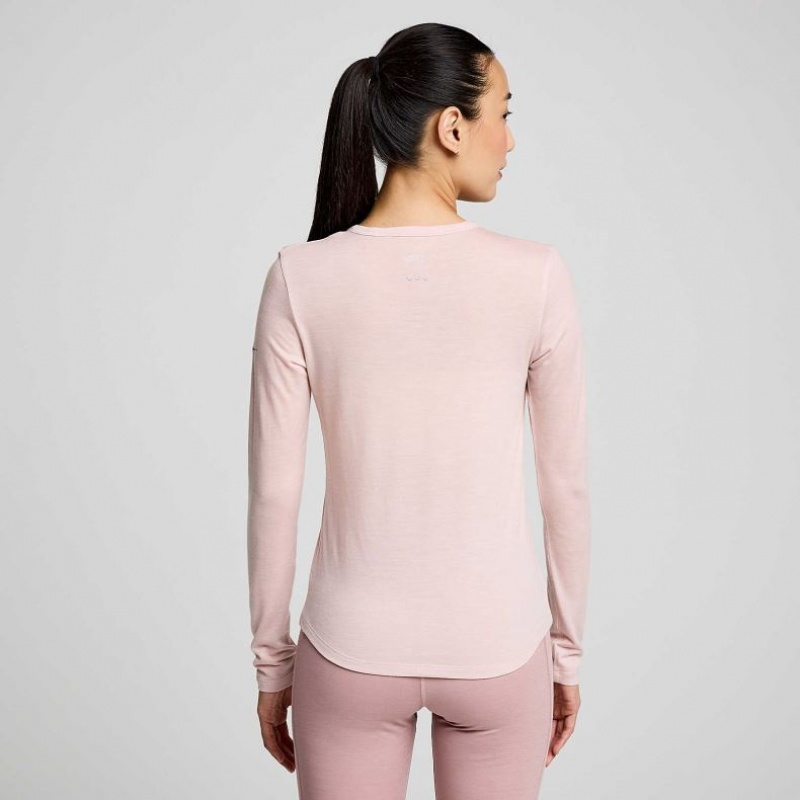 Pink Women's Saucony Peregrine Merino Long Sleeve T-Shirt | AUS-KQCTW