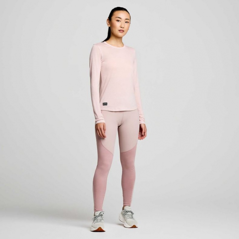 Pink Women's Saucony Peregrine Merino Long Sleeve T-Shirt | AUS-KQCTW