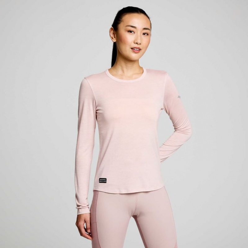 Pink Women\'s Saucony Peregrine Merino Long Sleeve T-Shirt | AUS-KQCTW