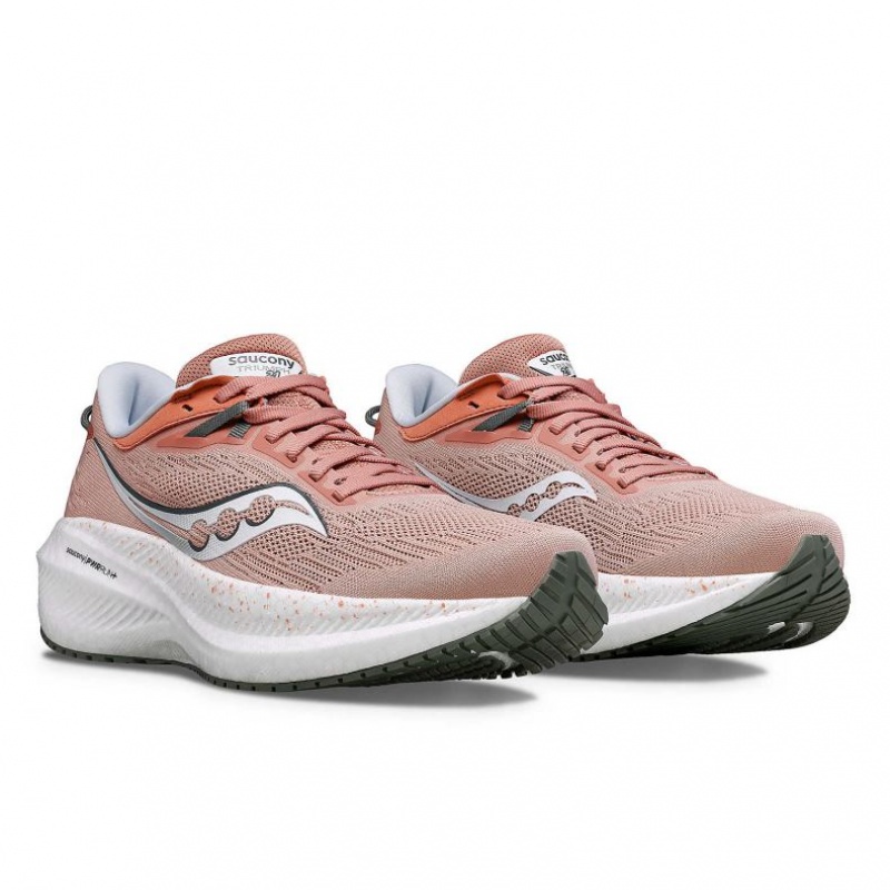 Pink Women's Saucony Triumph 21 Wide Running Shoes | AUSTRALIA-KYGEQ