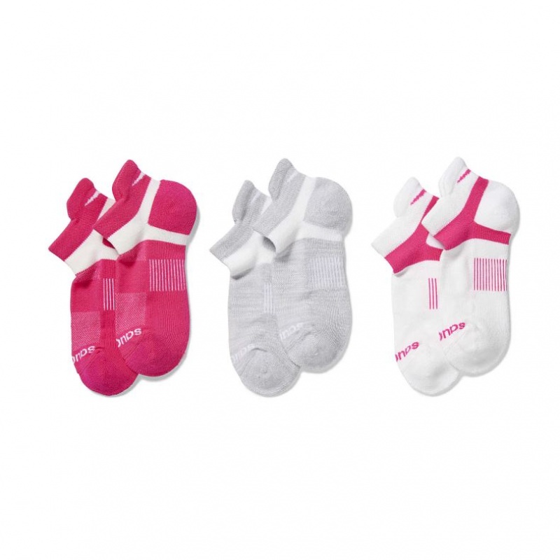 Pink / Grey / White Men\'s Saucony Inferno No Show Tab 3-Pack Socks | AUS-KNIEC